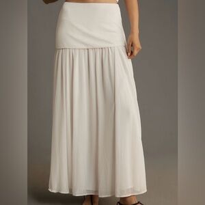 Anthropologie Cream Drop Waist Maxi Skirt NWT